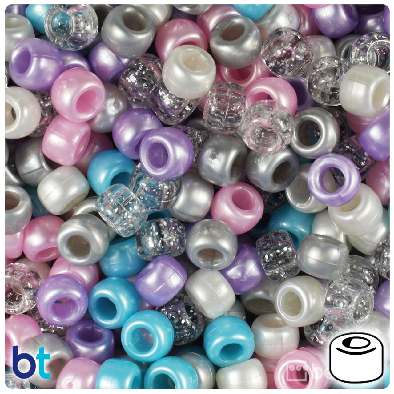 BeadTin Fairy Tale Mix 9mm Barrel Plastic Pony Beads (500pcs)